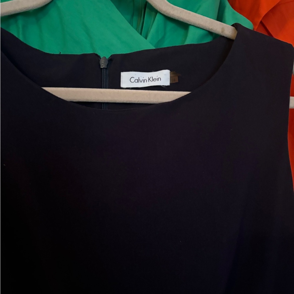 Cute navy Calvin Klein dress. It’s comfortable, flattering!